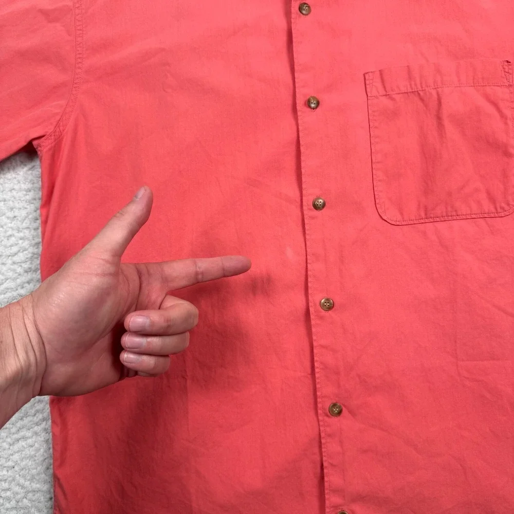 Banana Republic Safari & Travel Clothing Co Shirt Men M‎ Button Up S/S Coral VTG